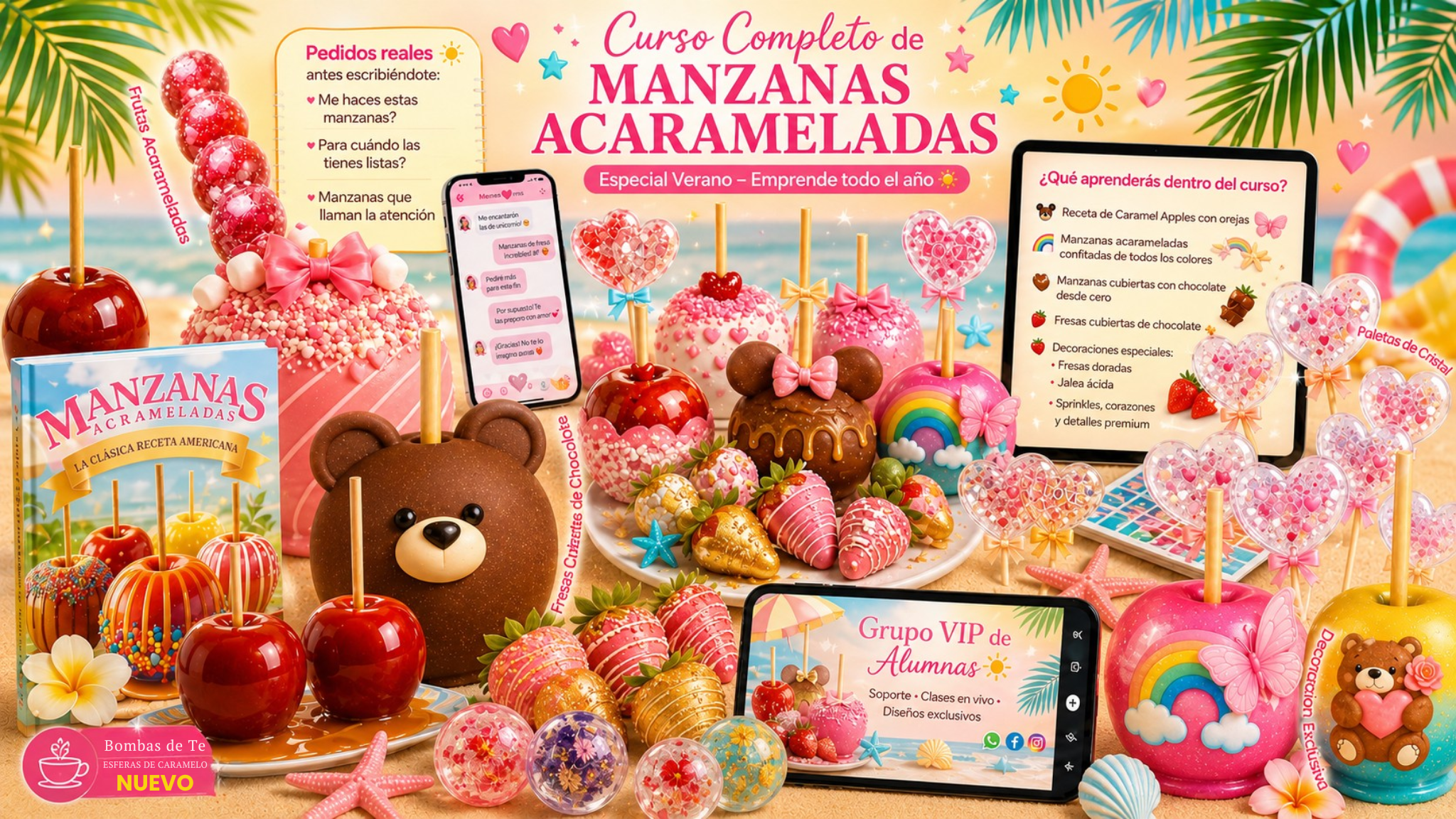 Manzanas Acarameladad de colores CURSO MANZANAS ACARAMELADAS DESDE CERO