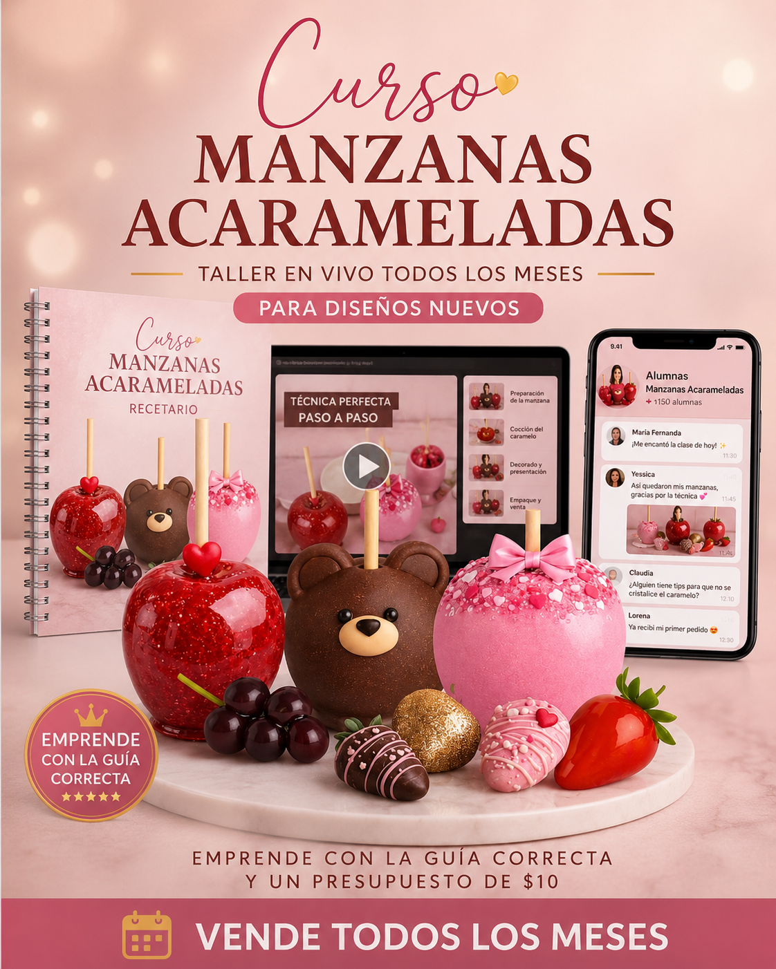 Curso Basico Manzanas Acarameladas (1) curso manzanas acarameladas brillante sy crocantes