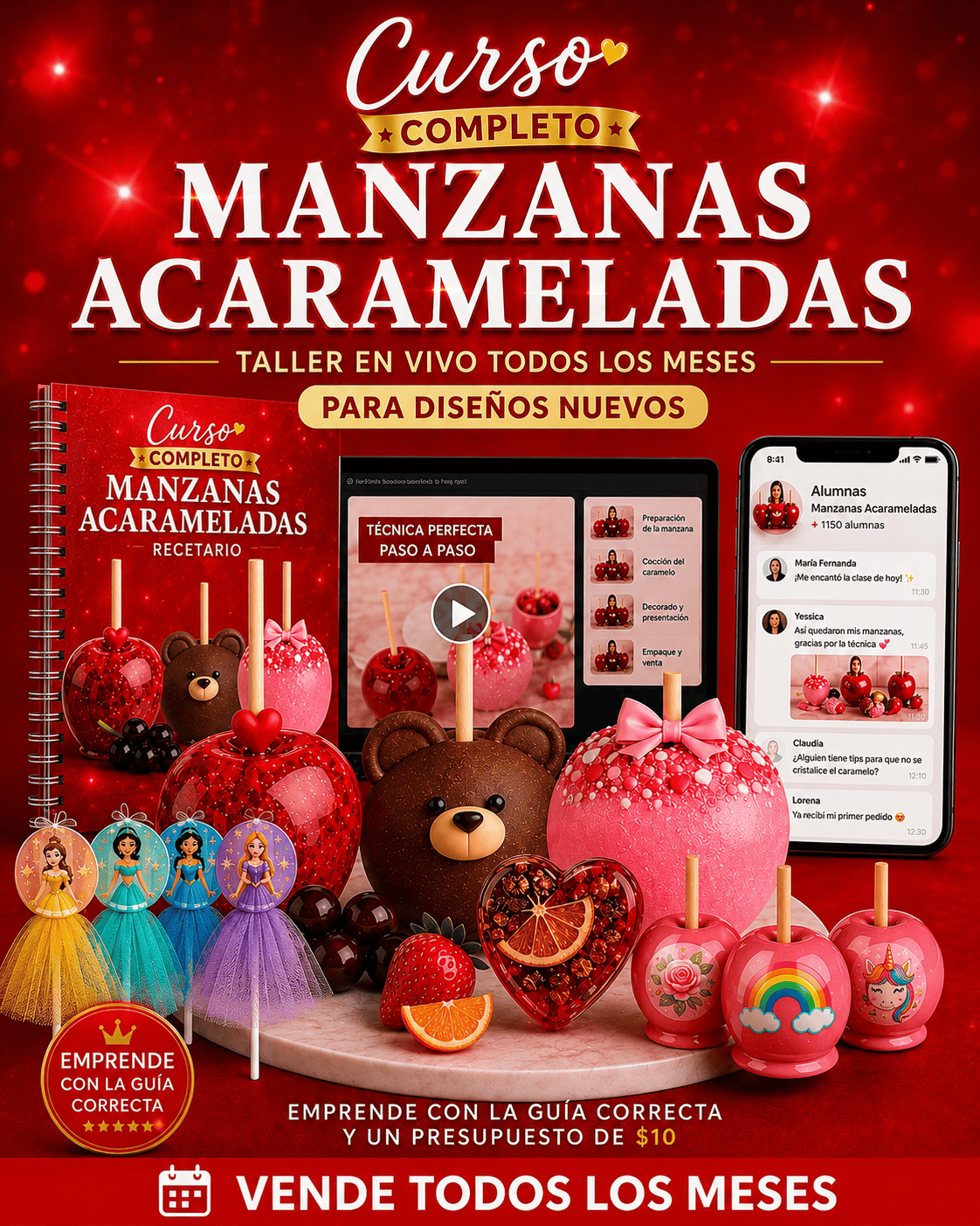 cursocompletomanzanasacarameladas (1) Aprende a hacer Manzanas Acarameladas paso a paso